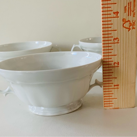 Vintage Limoges Union Limousine France White Cream Soup Cups 3 - Picture 4 of 12